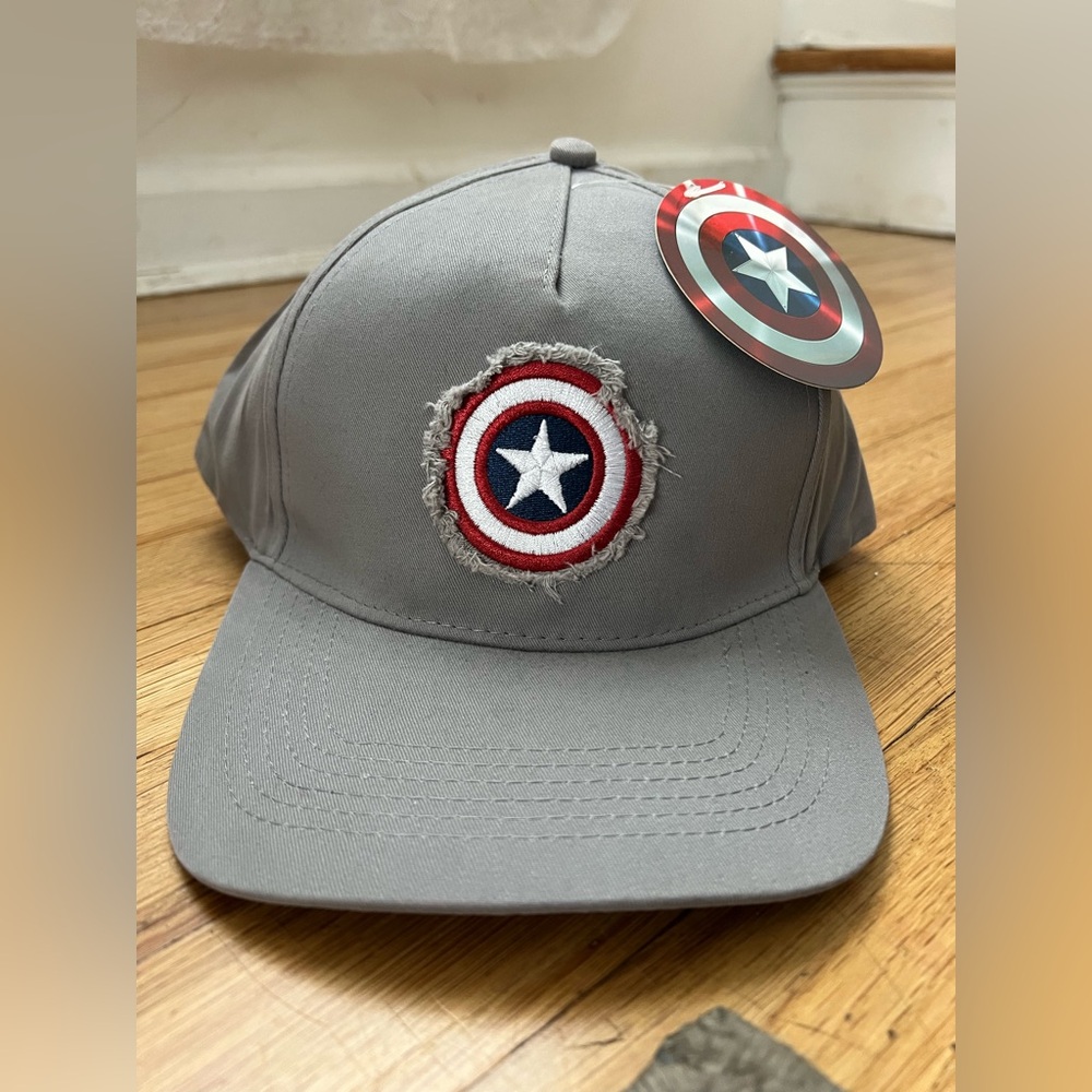 Marvel Kids Gray Baseball Hat with Captain America Shield Patch